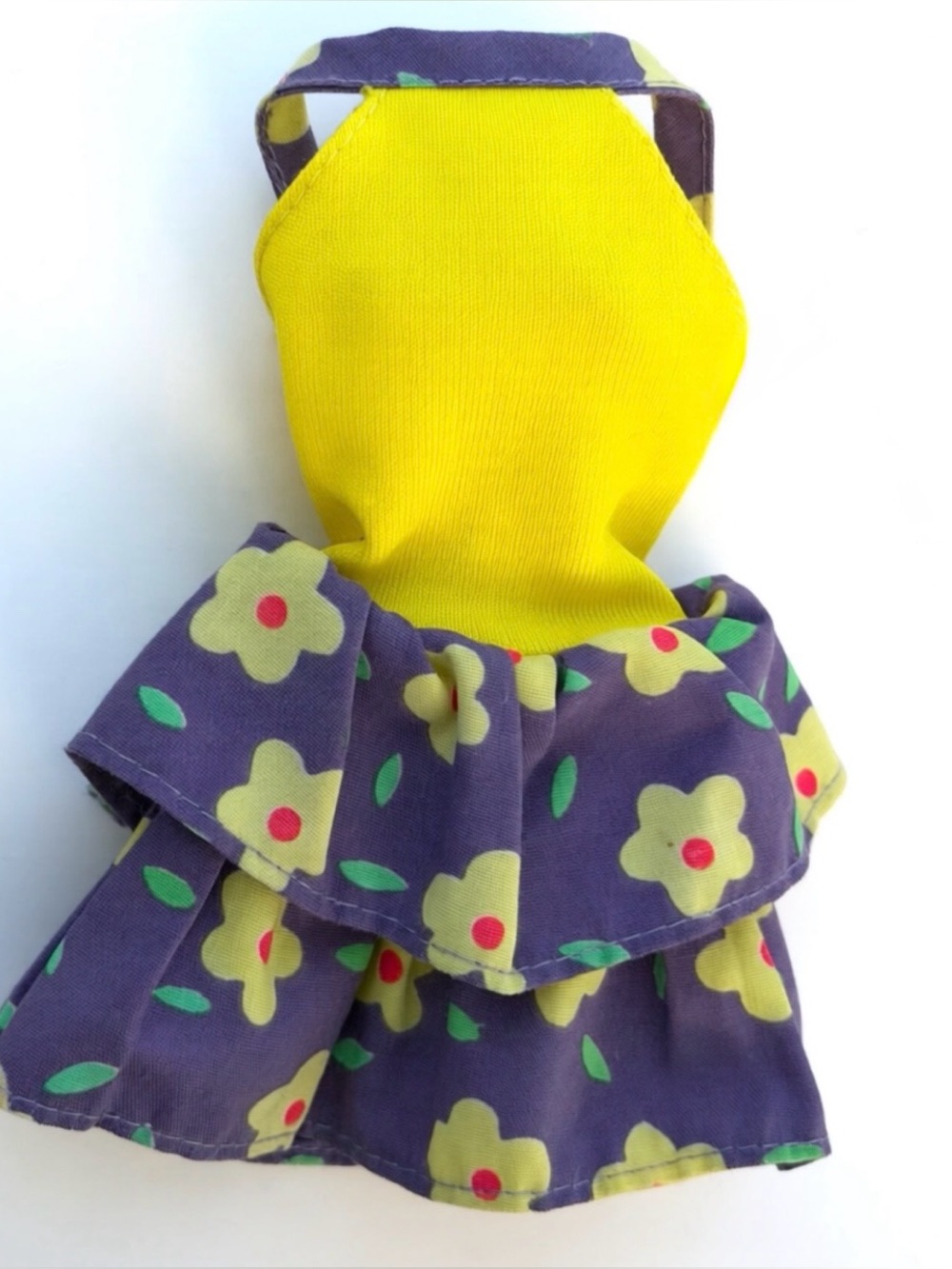 1992 VTG Barbie Mattel Easy Livin’ Purple Floral Yellow High Neck Halter Dress